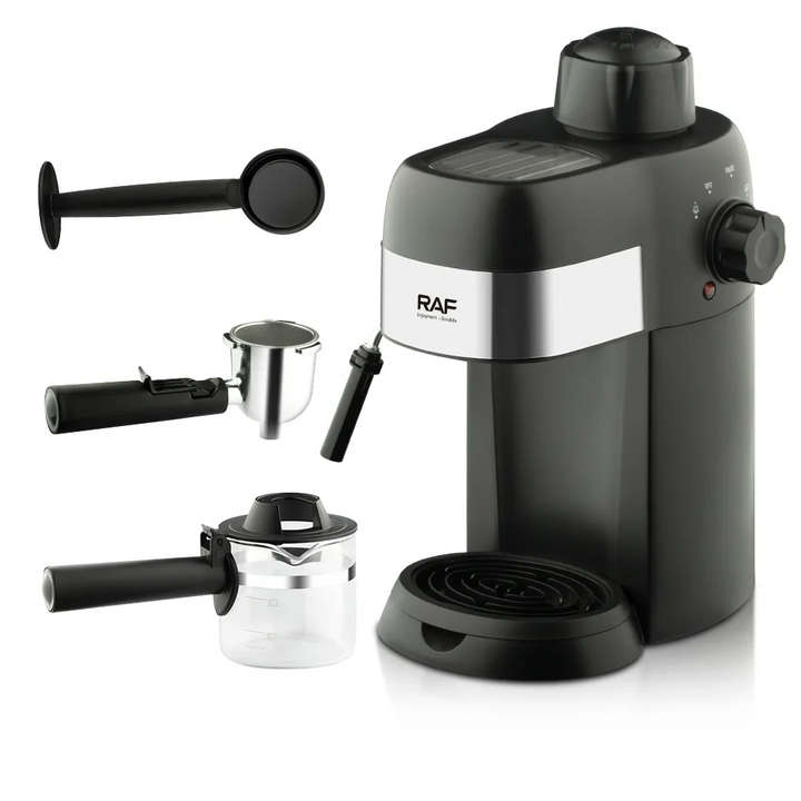 RAF 800W Italian 3.5-bar Coffee Maker with Milk Steamer