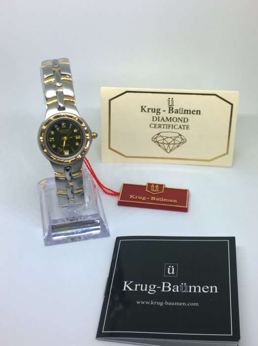 NEW RRP £605 Krug Baumen 2616DL LADIES Regatta 4X Genuine Diamond Blue Dial Two Tone Watch