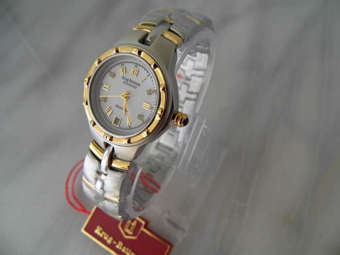 new RRP £605 Krug Baumen 2614DM MENS Regatta 4X Genuine Diamond Black Dial Two Tone Watch