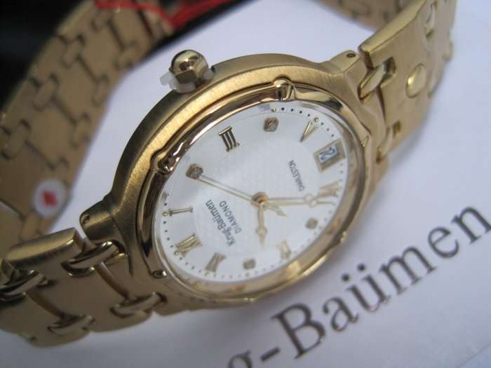 Retail: R10,600.00 Krug Baumen WOMEN'S Charleston CERTIFIED 4 Diamond White Dial Gold Watch
