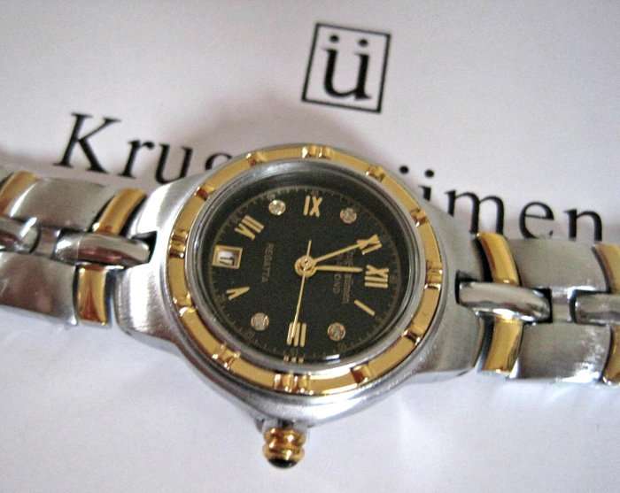 NEW RRP £605 Krug Baumen 2616DL LADIES Regatta 4X Genuine Diamond Blue Dial Two Tone Watch