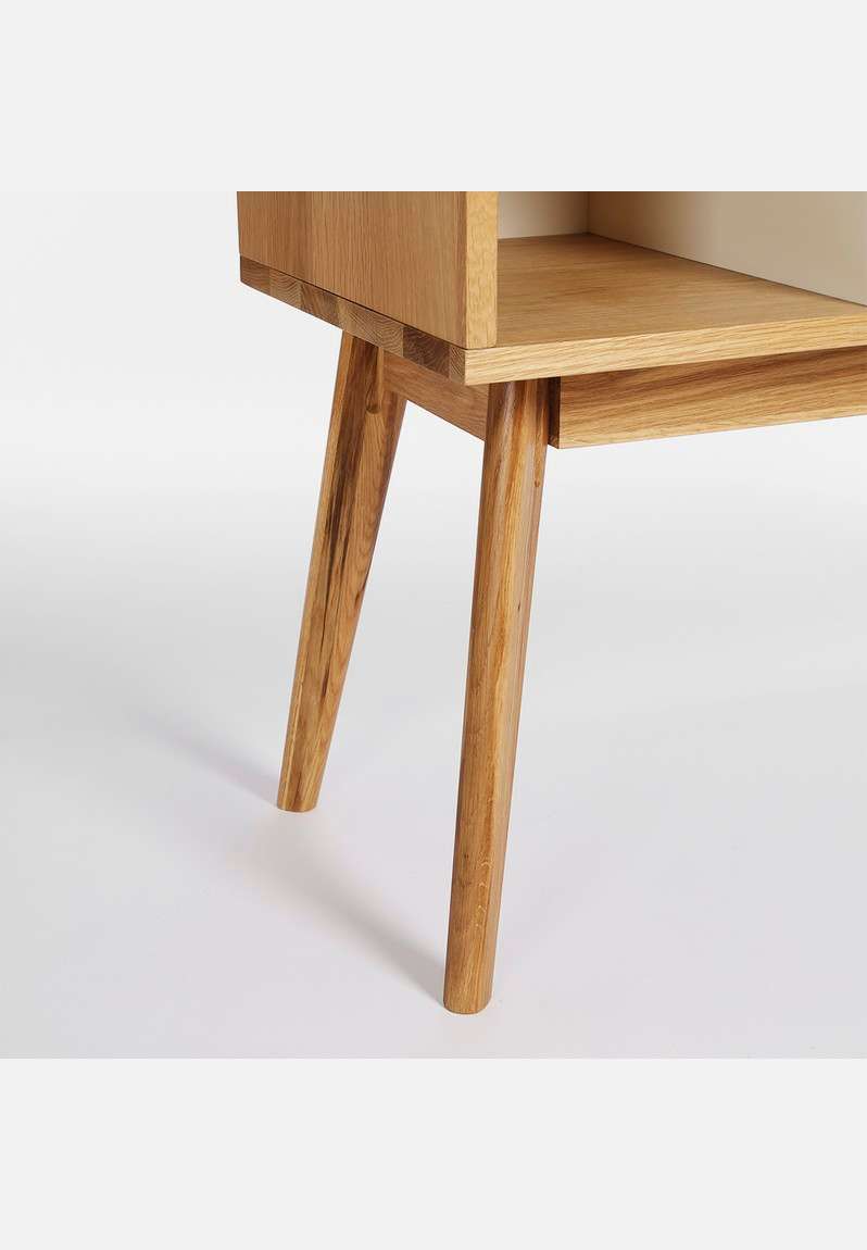 Radius Bookshelf. Solid American Oak with Oak Veneer Shelves. (White)