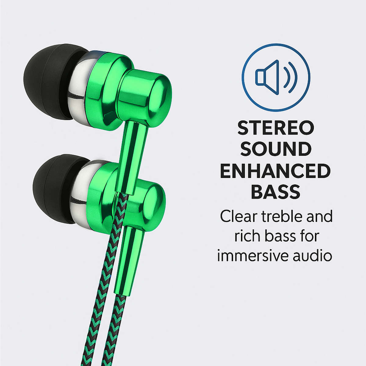 EB250 EARPHONE WIRE MIC 3.5MM GREEN