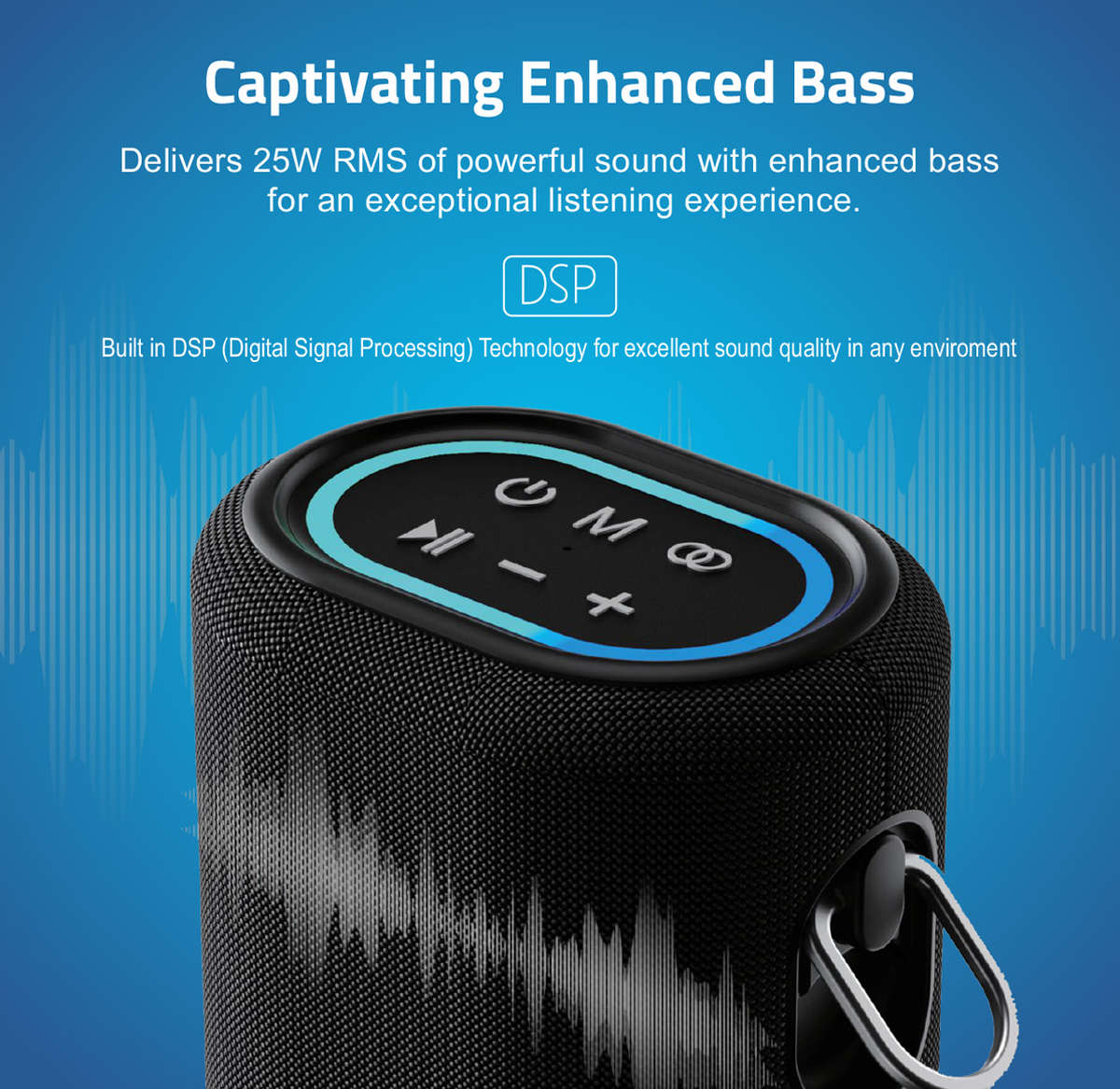 SP210 Bluetooth Waterproof  IP6 Speaker, 25W DSP TF LED TWS AUX MIC