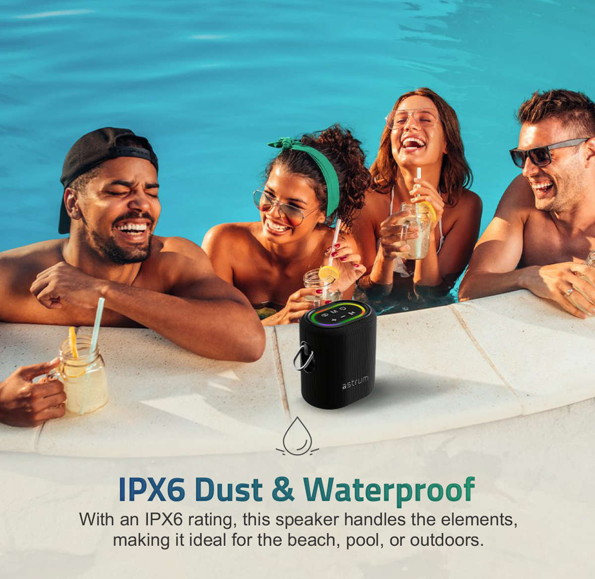 SP210 Bluetooth Waterproof  IP6 Speaker, 25W DSP TF LED TWS AUX MIC