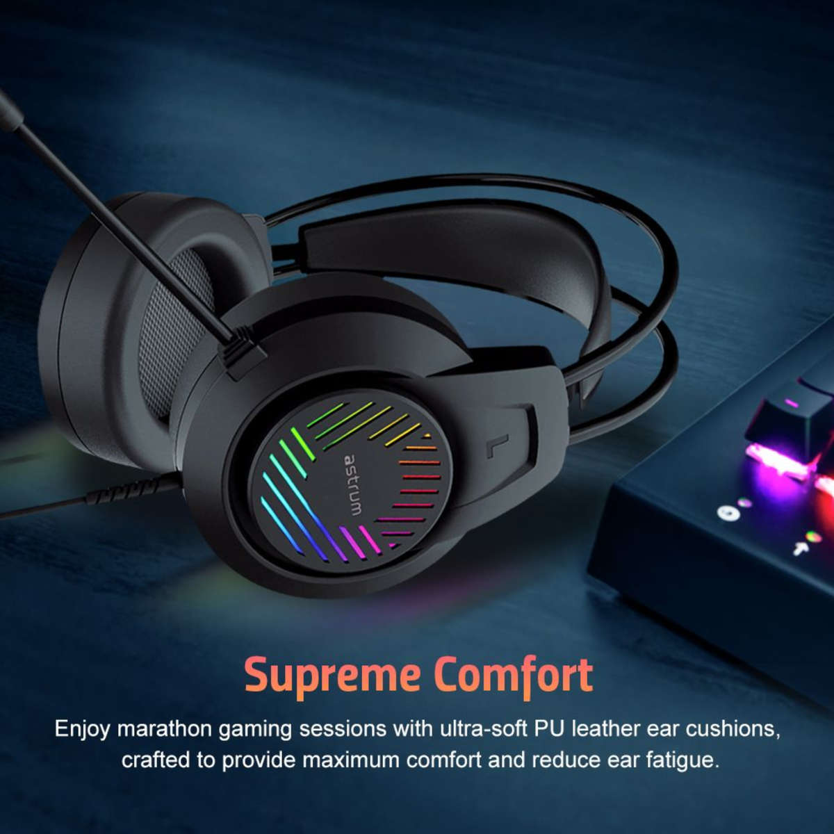 Wired Gaming Headset, 2 x 3.5mm with Boom Mic and USB LED - HG100