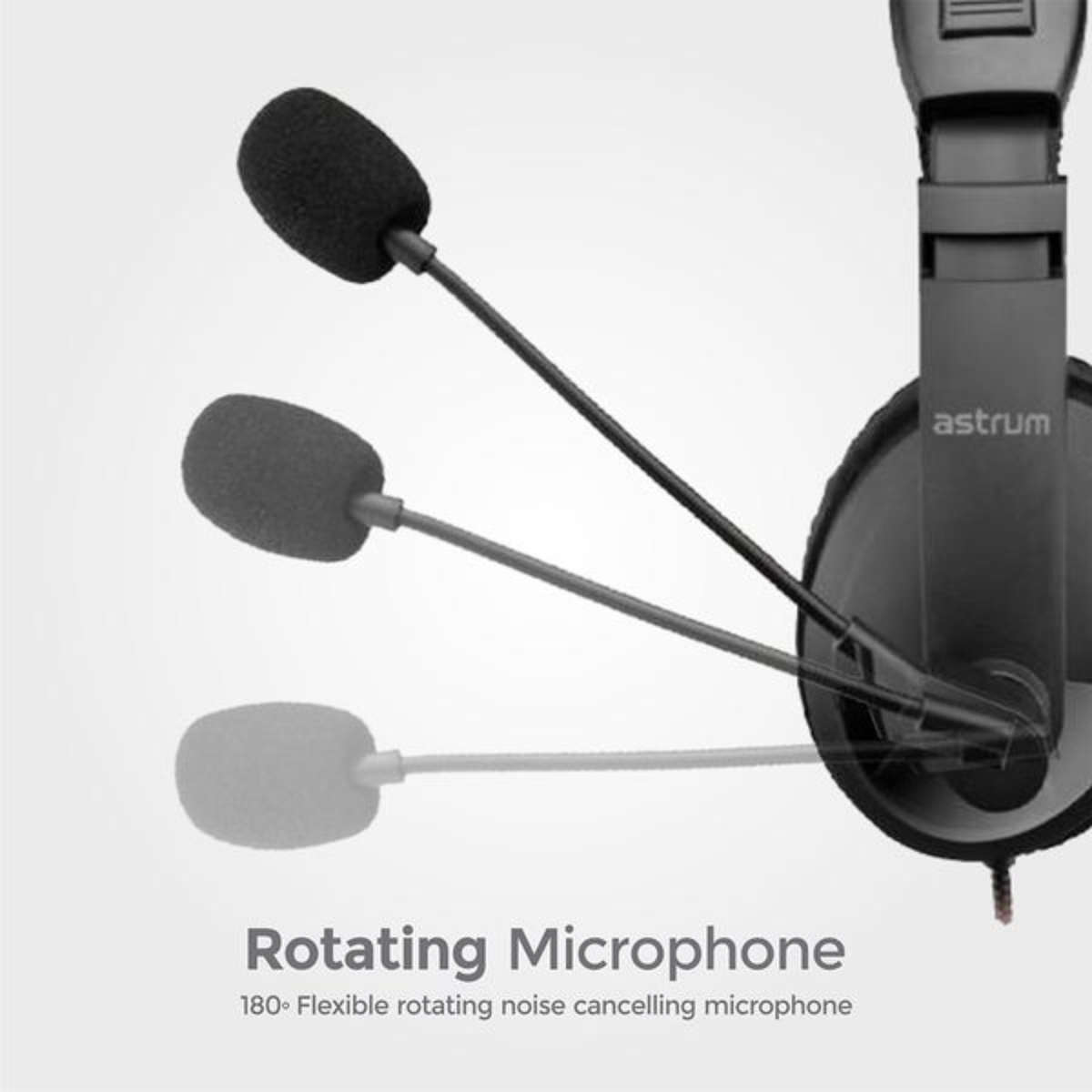 HS220 Over-Ear Wired Stereo Headset with Rotating Mic - Black