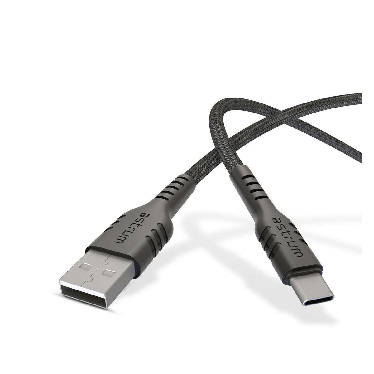 Astrum USB 2.0 Braided USB-A to USB-C Cable, 3A, 1.0m, Black  UAC20B