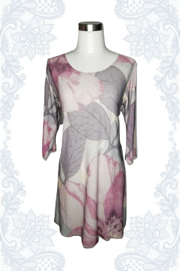 Pink & Grey Flower Top