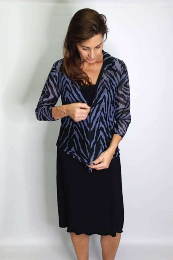 Blue Zebra Zipper Top