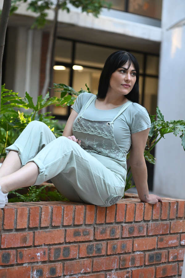 Lace Dungaree - Mint