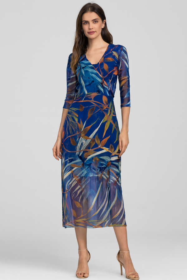 Blue Leaves Wrap Around Dress
