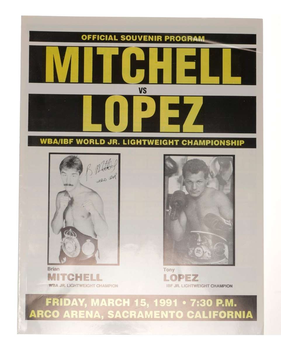 Mitchell vs Lopez Boxing Program WBA/IBF World Jr Lightweight 1991 Sacramento