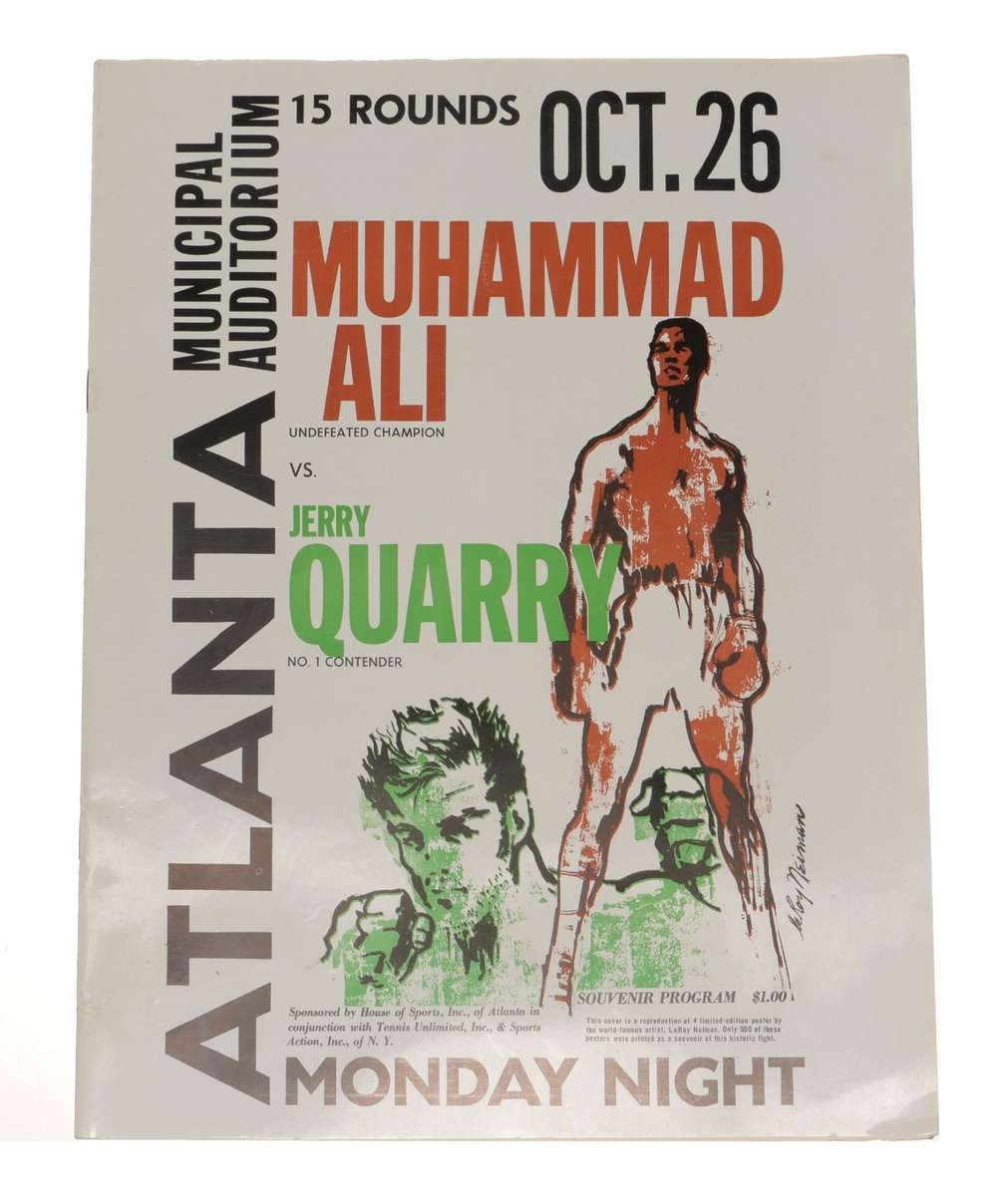 Muhammad Ali vs Jerry Quarry Boxing Program Oct 26 1970 Atlanta