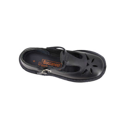 Buccaneer Girl's Genuine Leather School Shoes ( 2 3 4 5 6 7 8  ) - Black - 3