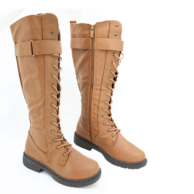 Front Lace Up Combat Knee High Boots size 6 6.5 left