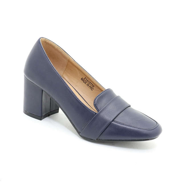 Ladies Block Heel Buckle Court Shoe