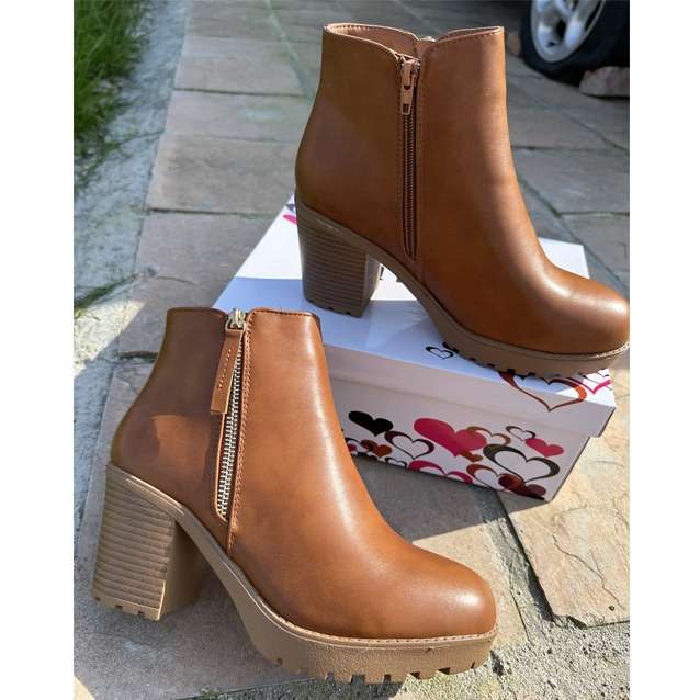 Women Block Heel Ankle Boots