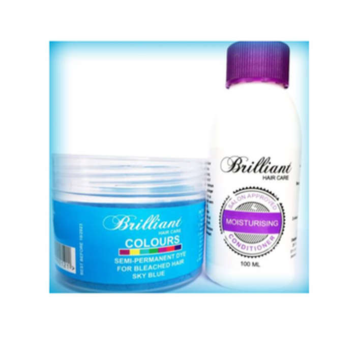Brilliant Colours Hair Dye Combo Pack - Semi Permanent Dye Powder - Sky Blue