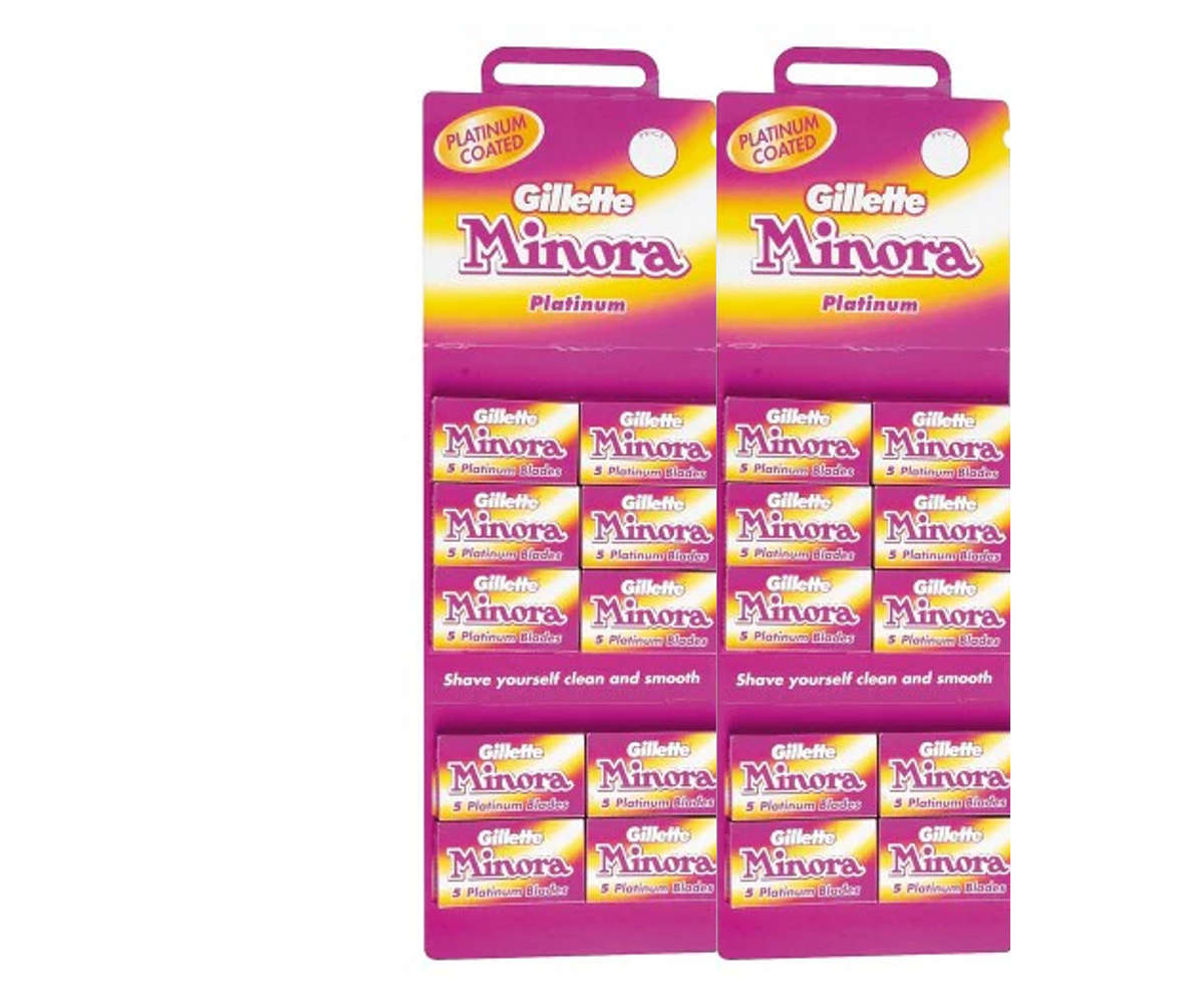 Gillette Minora Platinum Double Edge Blades - 20 Pack (20 x 5)