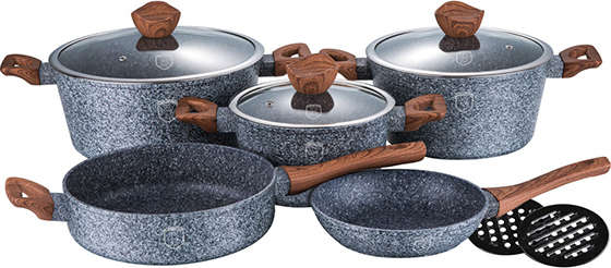 Berlinger Haus - 10 Pieces Forest Line Marble Coating Induction Cookware Set - Gray (PLEASE READ)
