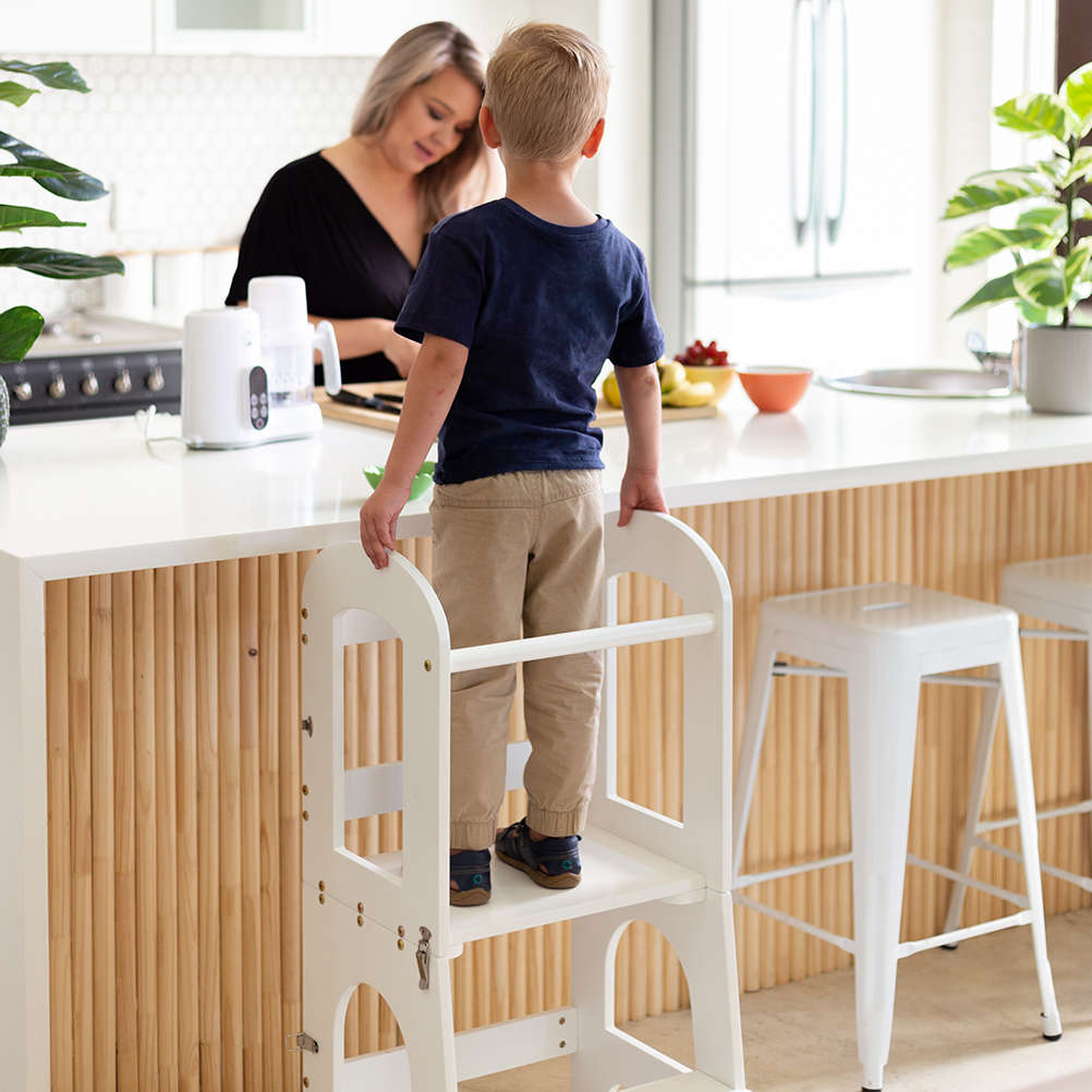 2-in-1 Toddler Learning Tower, Step Stool and Child Desk & Chair