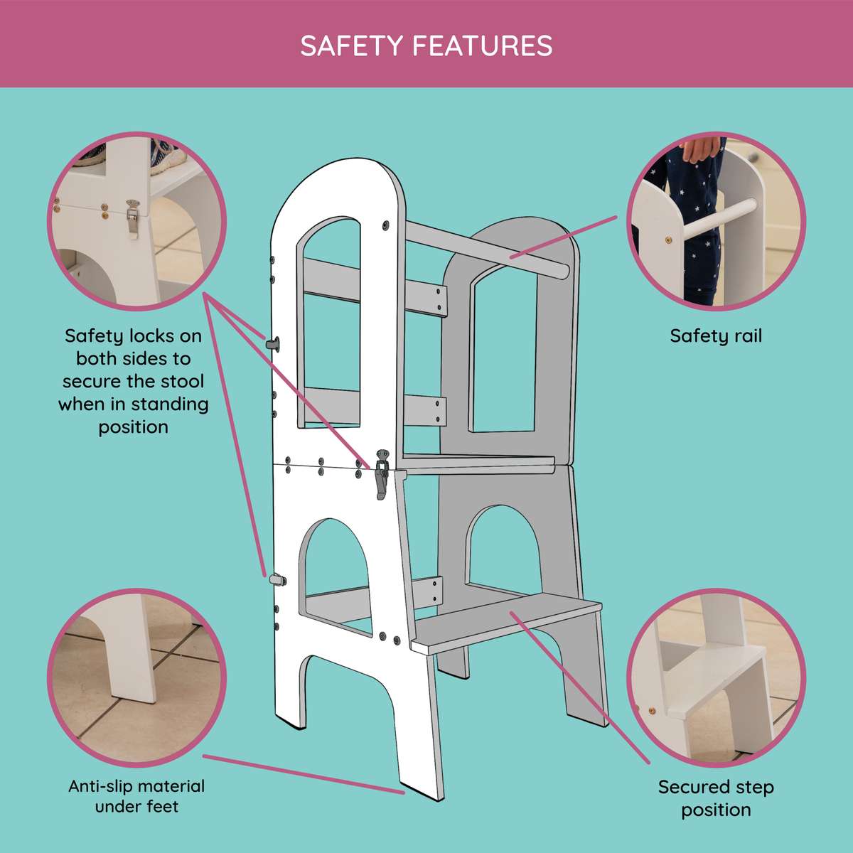 2-in-1 Toddler Learning Tower, Step Stool and Child Desk & Chair
