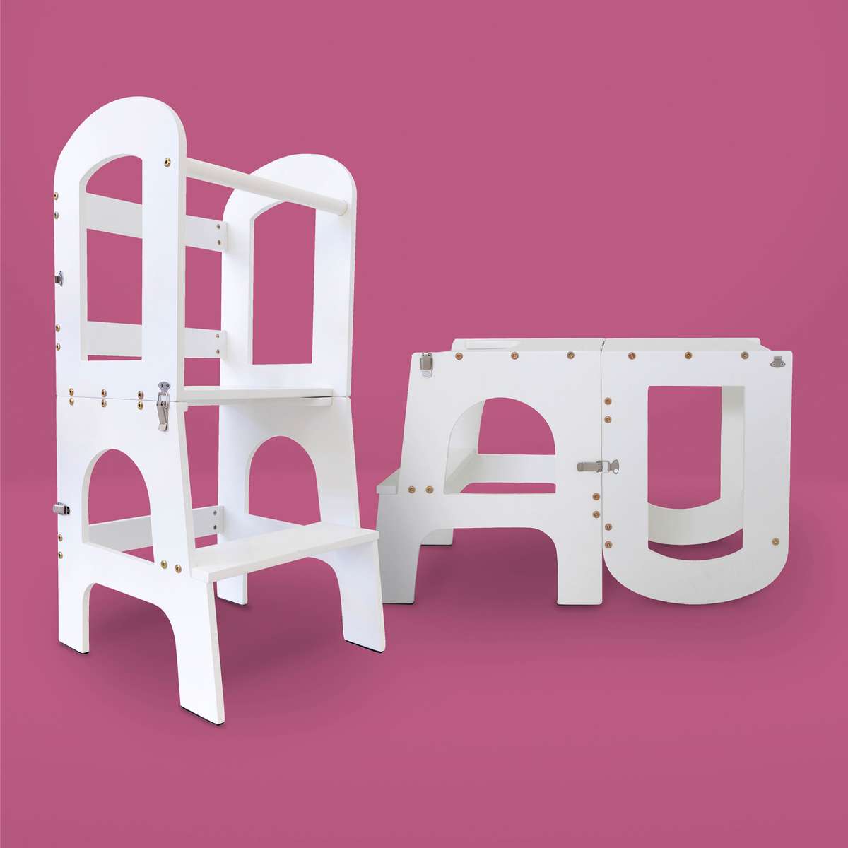 2-in-1 Toddler Learning Tower, Step Stool and Child Desk & Chair