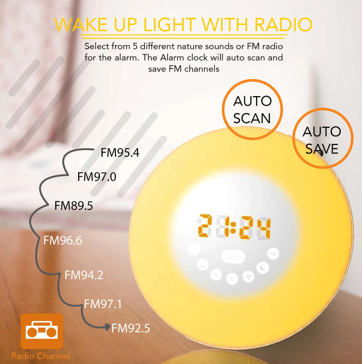 Wake Up Sleep Trainer Alarm Clock Radio (Demo Stock)