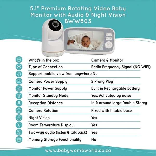 Rotating Baby Monitor with Audio & Night Vision (5.1)