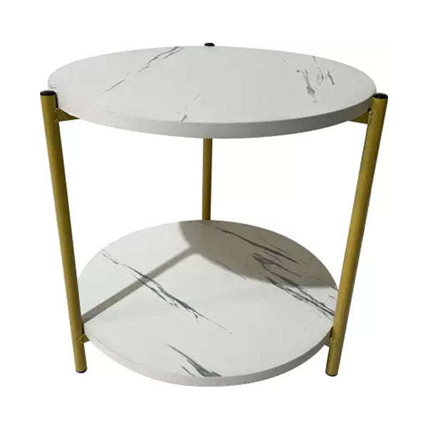 Dual-Layer Round Home Table Marble Design