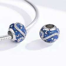 Blue Enamel And Cubic Bead Charm