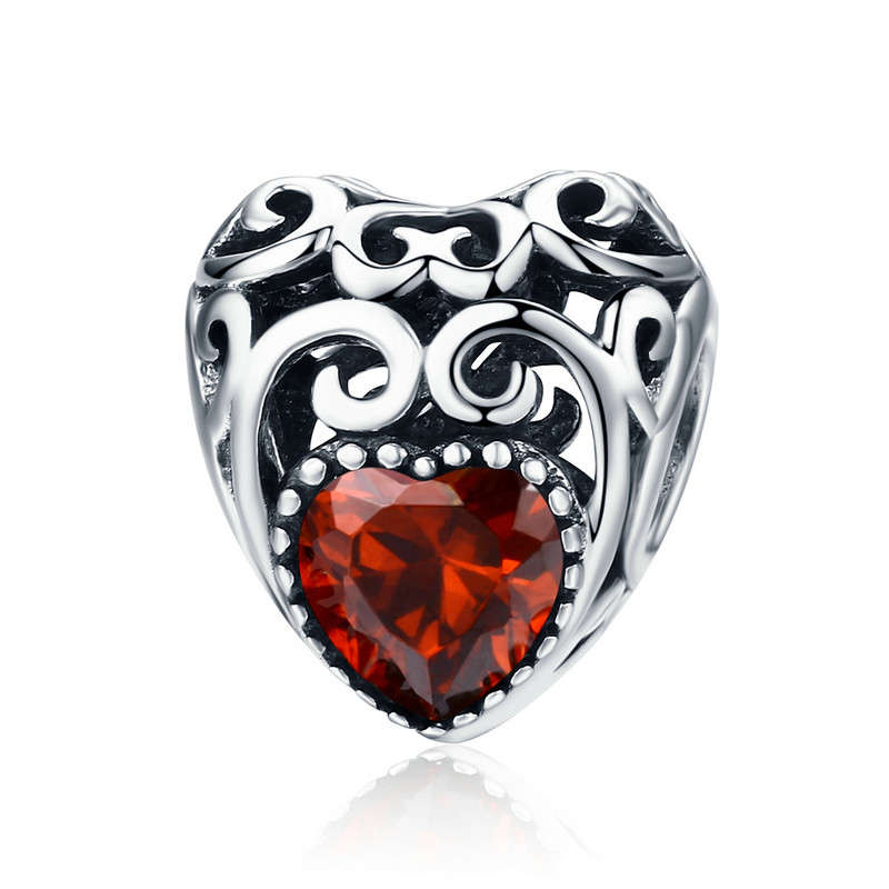Silver Heart Shape Birthstone Charm