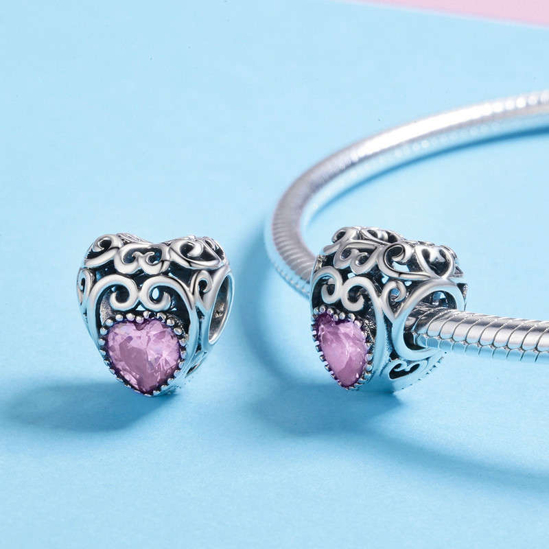 Silver Heart Shape Birthstone Charm