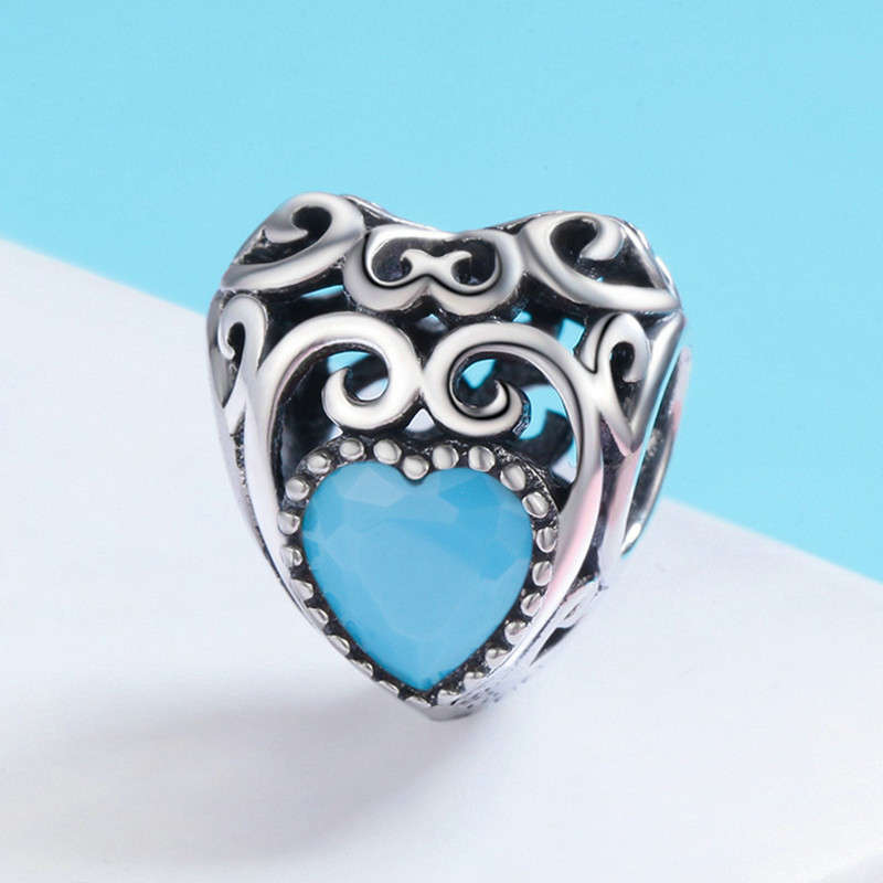 Silver Heart Shape Birthstone Charm