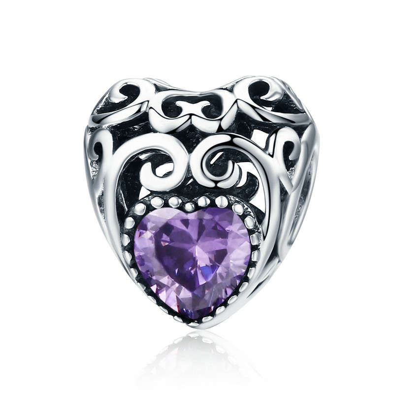 Silver Heart Shape Birthstone Charm