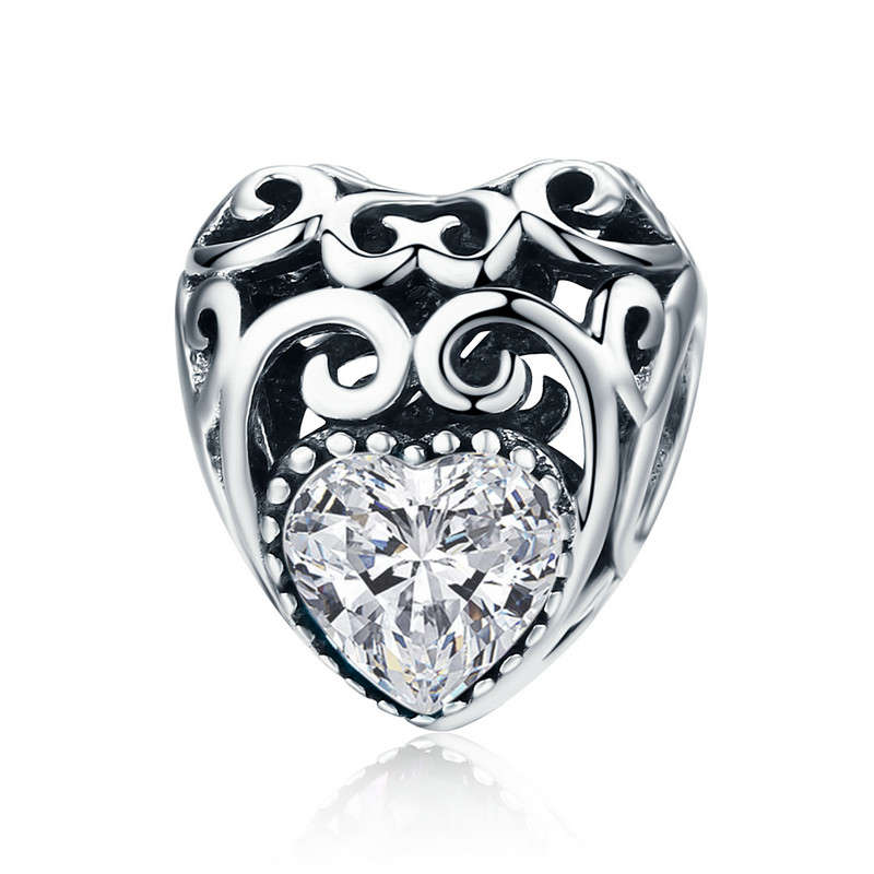 Silver Heart Shape Birthstone Charm