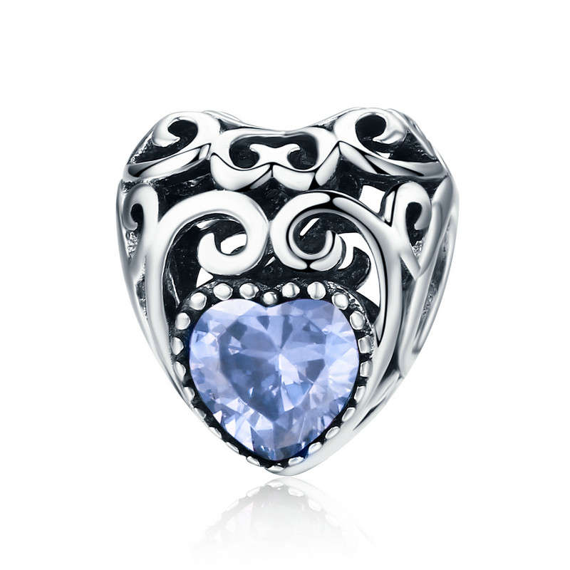 Silver Heart Shape Birthstone Charm