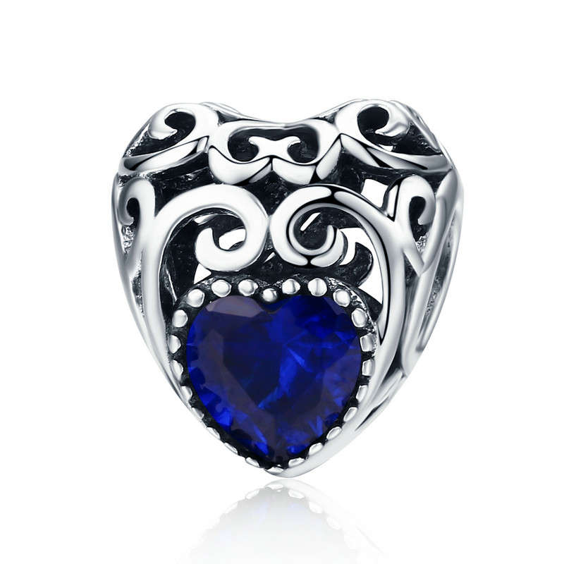 Silver Heart Shape Birthstone Charm
