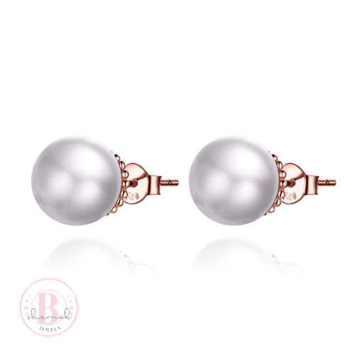 Silver Rose Pearl Studs