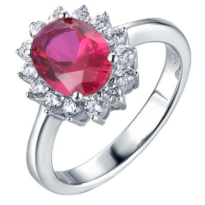 Silver Lady Diana Cubic Zirconia Cluster Ring