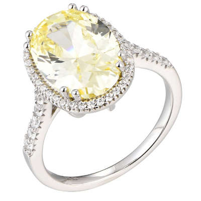 Silver 925 Large Oval Cubic Zirconia Ring