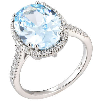 Silver 925 Large Oval Cubic Zirconia Ring