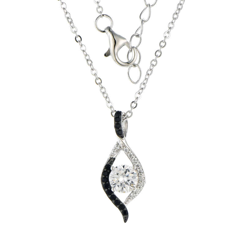 Silver Marquise Shape Cubic Pendant With Chain