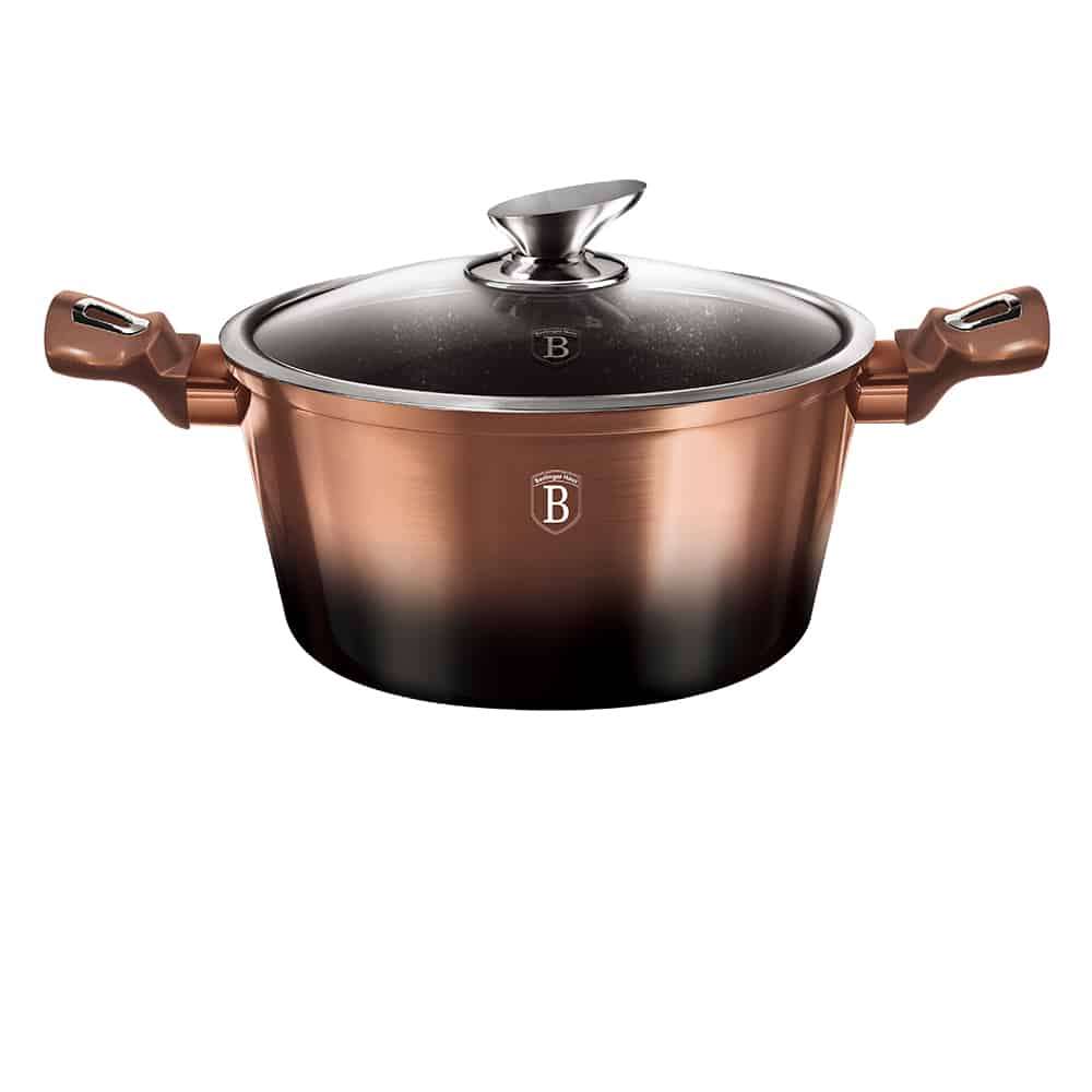 Berlinger Haus - 28 cm Marble Coating Metallic Line Casserole- ROSEGOLD NOIR- (SECOND HAND)(NO LID)