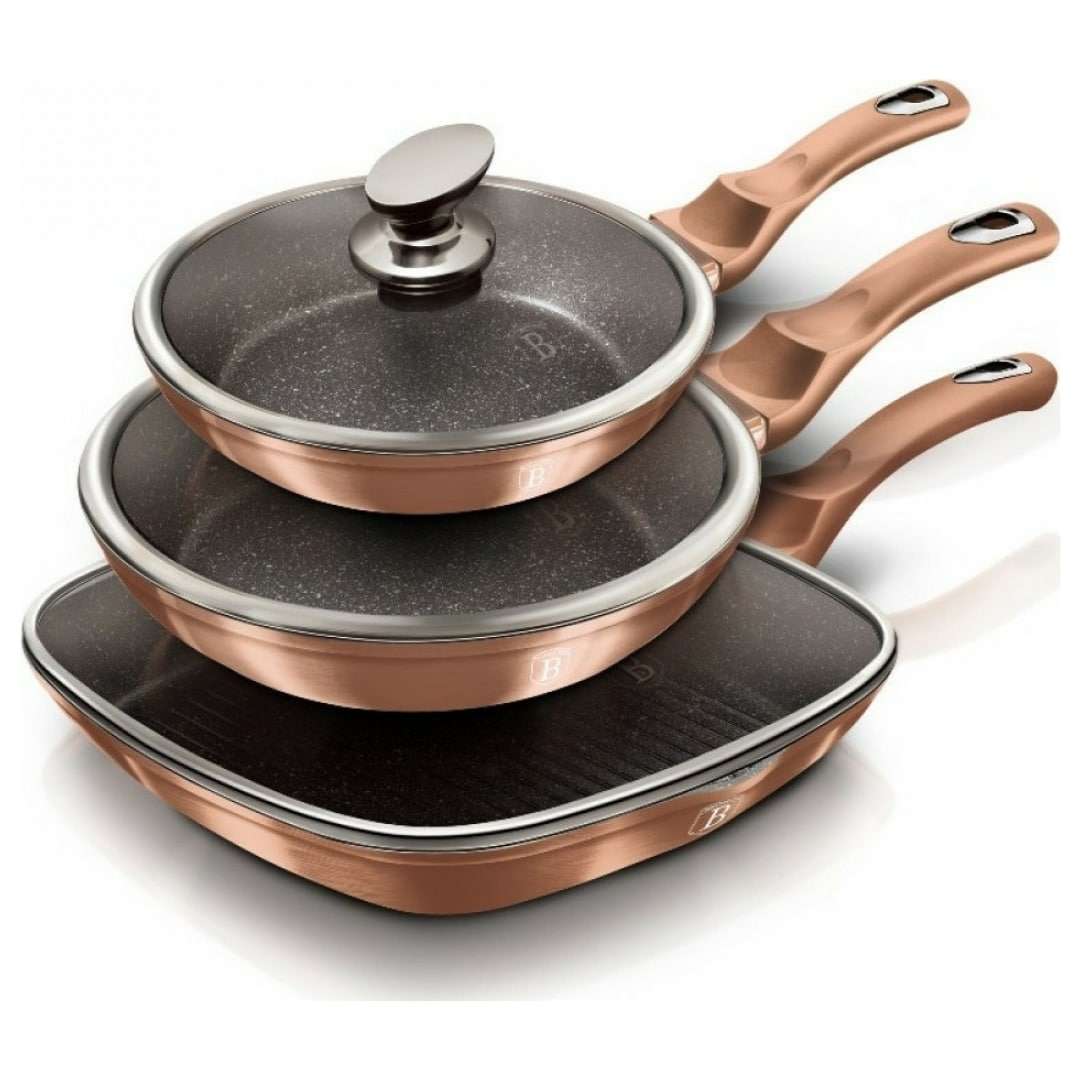 6 Piece Frying Pan Set Berlinger Haus Rose Gold Collection (DISPLAY MODEL)