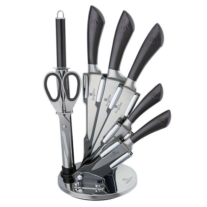 Berlinger Haus - 8 Pieces Stainless Steel Knife Set with Stand carbon pro (display model)