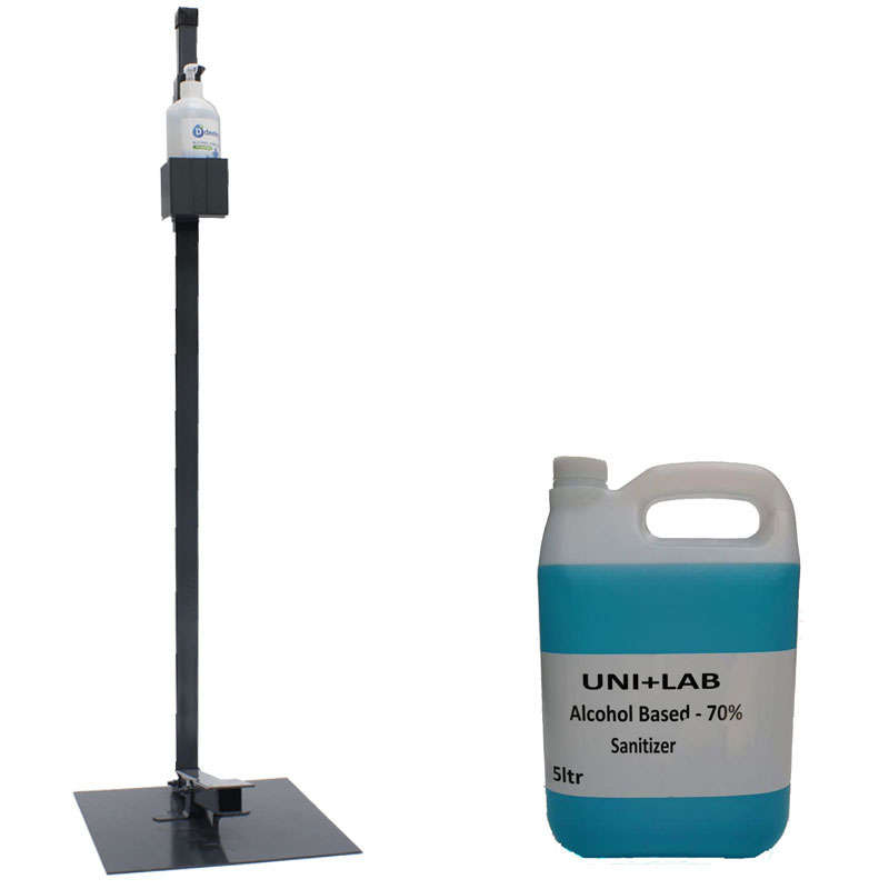 Econo Freestanding Foot Operated Freestanding Sanitizer Dispenser with Sanitizer and 5 Litre