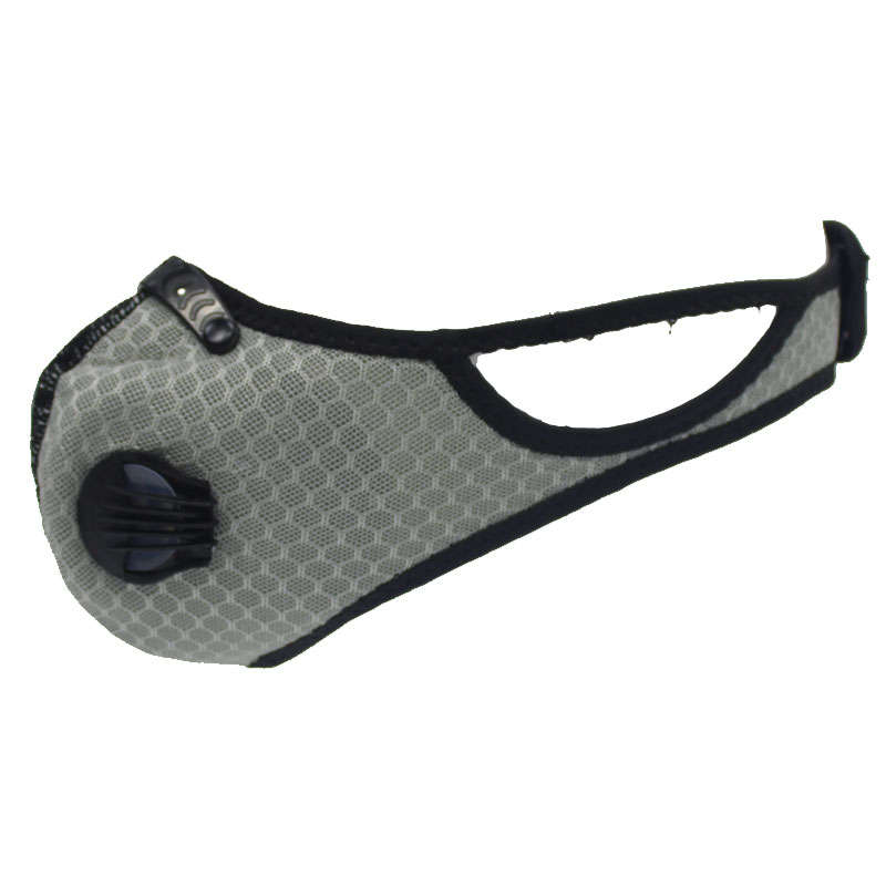Respirator Double Valve Reusable Washable Sports Face Mask - 100% Polyester - Grey
