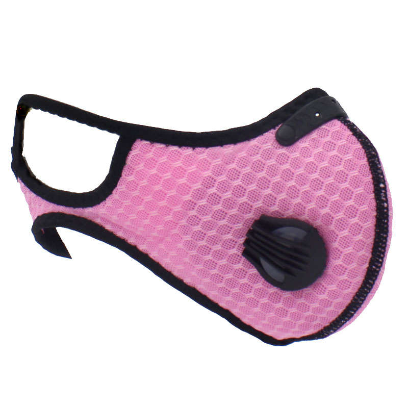 Respirator Double Valve Reusable Washable Sports Face Mask - 100% Polyester - Pink